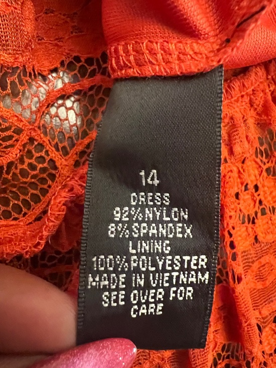 I.N. Studio Orange Lace Long-Sleeve Peasant Dress with Belt - Picture 9 of 10